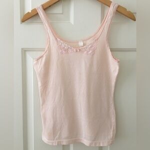 Vintage St. Eve 100% Cotton Peach Camisole Tank Top Lace Trim Sz Sm  *tiny Flaw